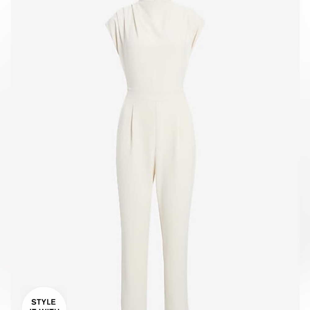 Express White Draped Jumpsuit